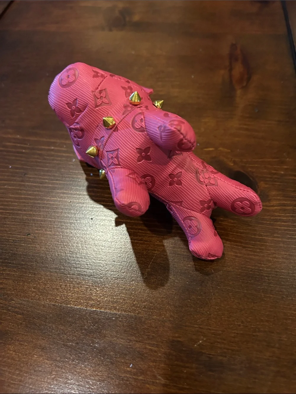 Designer-Inspired Pink / Red Dog Charm Keychain
